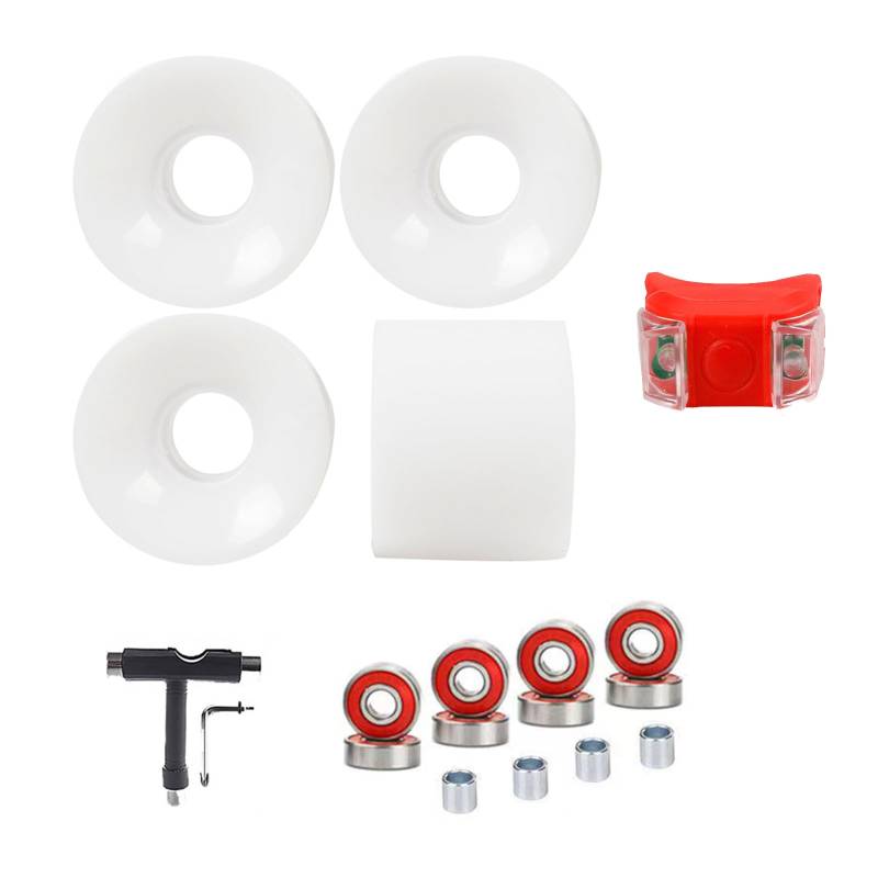 60 mm Skateboard Räder und Lager Set Longboard Räder Cruiser Skateboard Räder weich glatt stoßdämpfend 83A (weiß) von Generic