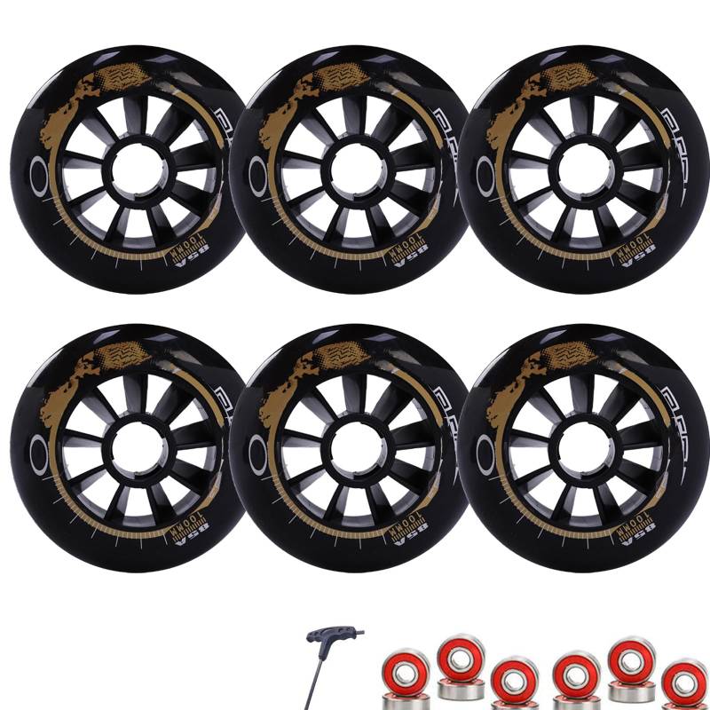 6er Pack 8er Pack Pro Inline Skate Ersatzrollen 110 mm 100 mm 90 mm 85A Inline Speed Skate Rollen mit Lagern erhöhte Geschwindigkeit und Griffigkeit (100 mm 6) von Generic