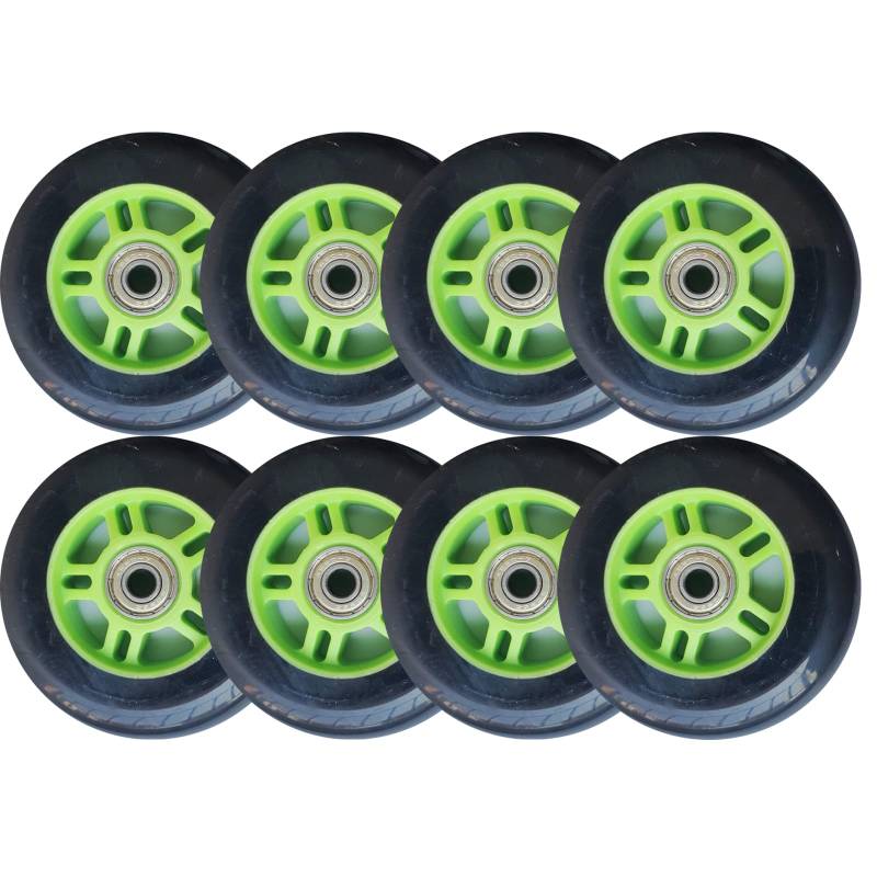 6er Set Inline Speed Skate Rollen Ersatzrollen für Rollschuhe 100 mm 85 A 4 Zoll 100 mm Rollen mit Lagern für Indoor Outdoor 2er /6er /8er Pack (Grün 8) von Generic