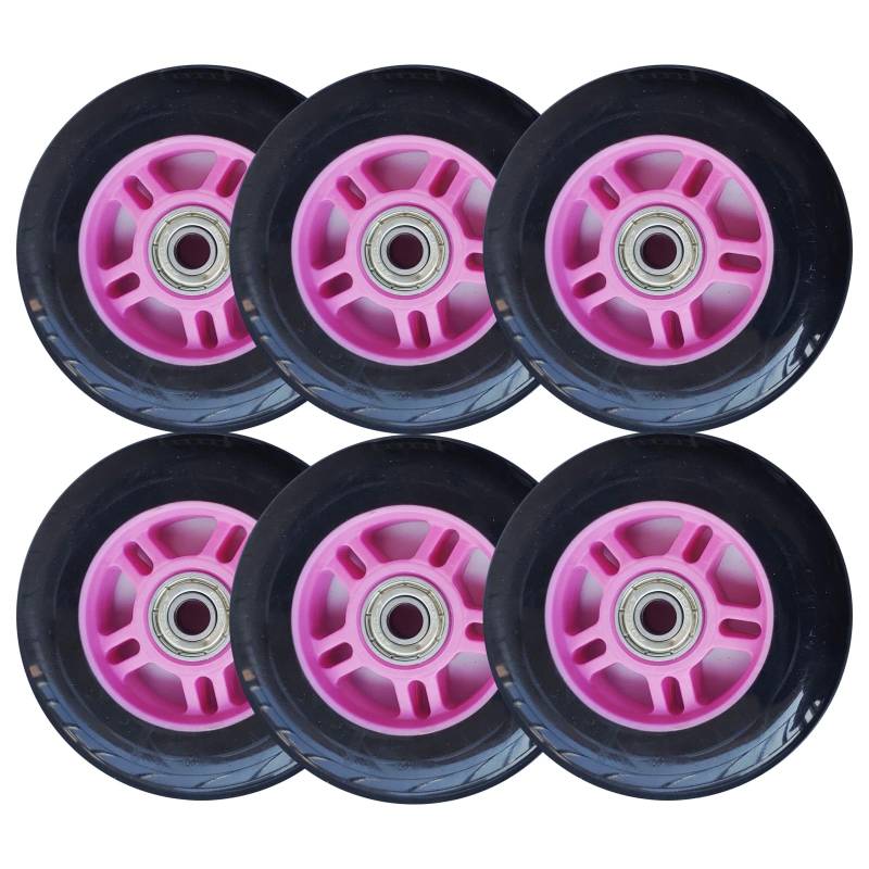 6er Set Inline Speed Skate Rollen Ersatzrollen für Rollschuhe 100 mm 85 A 4 Zoll 100 mm Rollen mit Lagern für Indoor Outdoor 2er /6er /8er Pack (Pink 6) von Generic