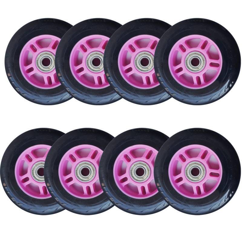 6er Set Inline Speed Skate Rollen Ersatzrollen für Rollschuhe 100 mm 85 A 4 Zoll 100 mm Rollen mit Lagern für Indoor Outdoor 2er /6er /8er Pack (Pink 8) von Generic