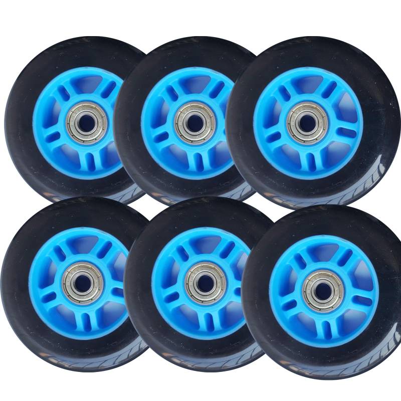 6er Set Inline Speed Skate Rollen Ersatzrollen für Rollschuhe 100 mm 85 A 4 Zoll 100 mm Rollen mit Lagern für Indoor Outdoor 2er /6er /8er Pack (blau 6) von Generic