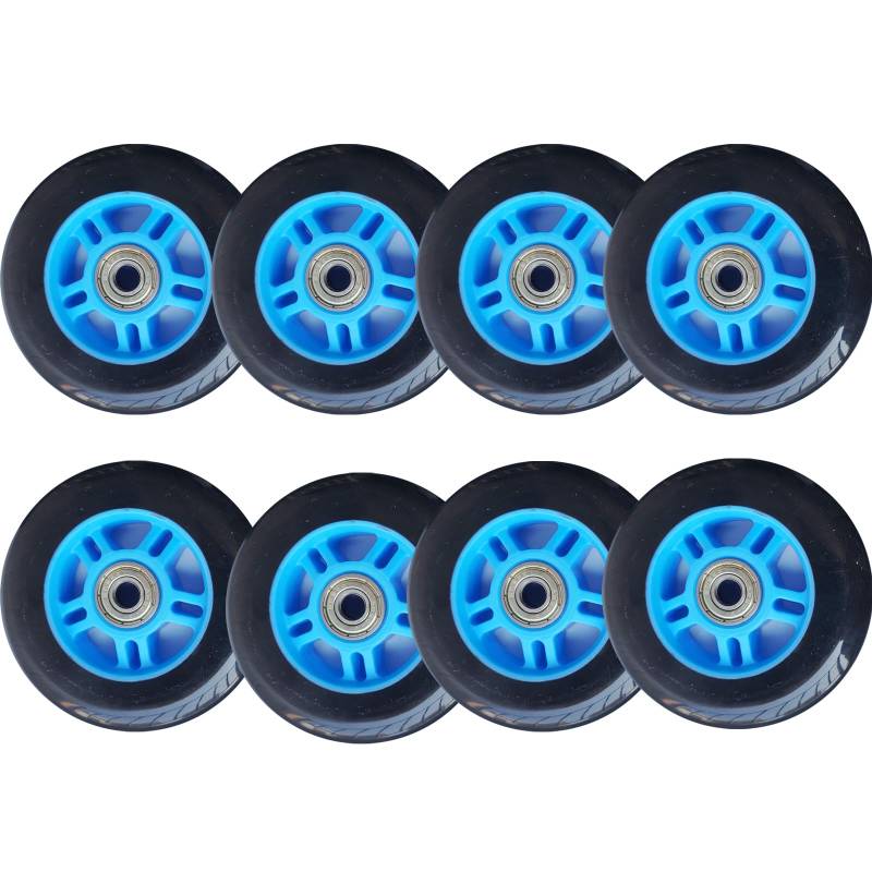 6er Set Inline Speed Skate Rollen Ersatzrollen für Rollschuhe 100 mm 85 A 4 Zoll 100 mm Rollen mit Lagern für Indoor Outdoor 2er /6er /8er Pack (blau 8) von Generic