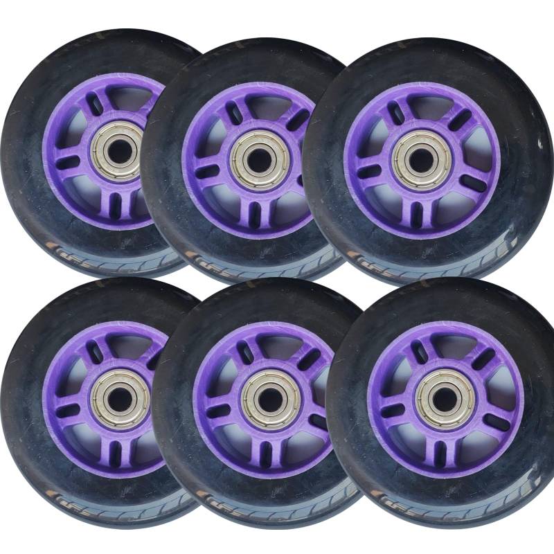 6er Set Inline Speed Skate Rollen Ersatzrollen für Rollschuhe 100 mm 85 A 4 Zoll 100 mm Rollen mit Lagern für Indoor Outdoor 2er /6er /8er Pack (lila 6) von Generic