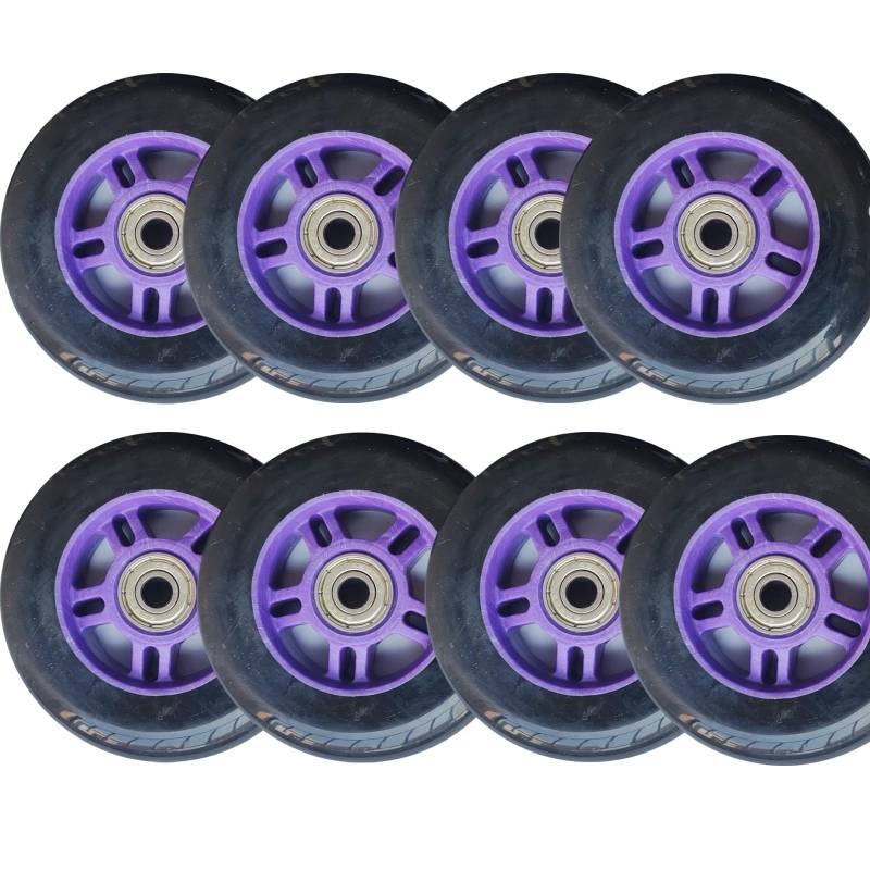 6er Set Inline Speed Skate Rollen Ersatzrollen für Rollschuhe 100 mm 85 A 4 Zoll 100 mm Rollen mit Lagern für Indoor Outdoor 2er /6er /8er Pack (lila 8) von Generic