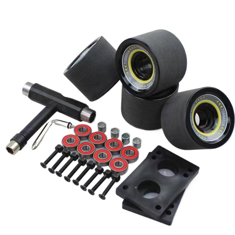 70mm Skateboard Räder und Lager Set Longboard Räder 80A mit ABEC 9 Lager Abstandshaltern Skateboard Teile Cruiser Räder Schwarz von Generic