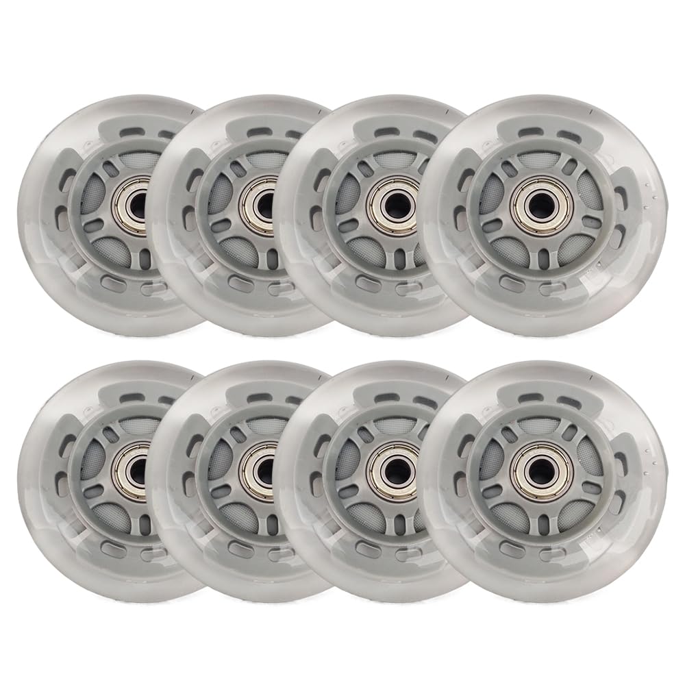 8 Stück Leuchtende LED Inline Skate Rollen Rollschuh Skating Räder Ersatzräder für Inlineskates für Indoor Outdoor 80 mm 100 mm 76 mm 72 mm 85A PU mit Lagern (grau 100 mm) von Generic