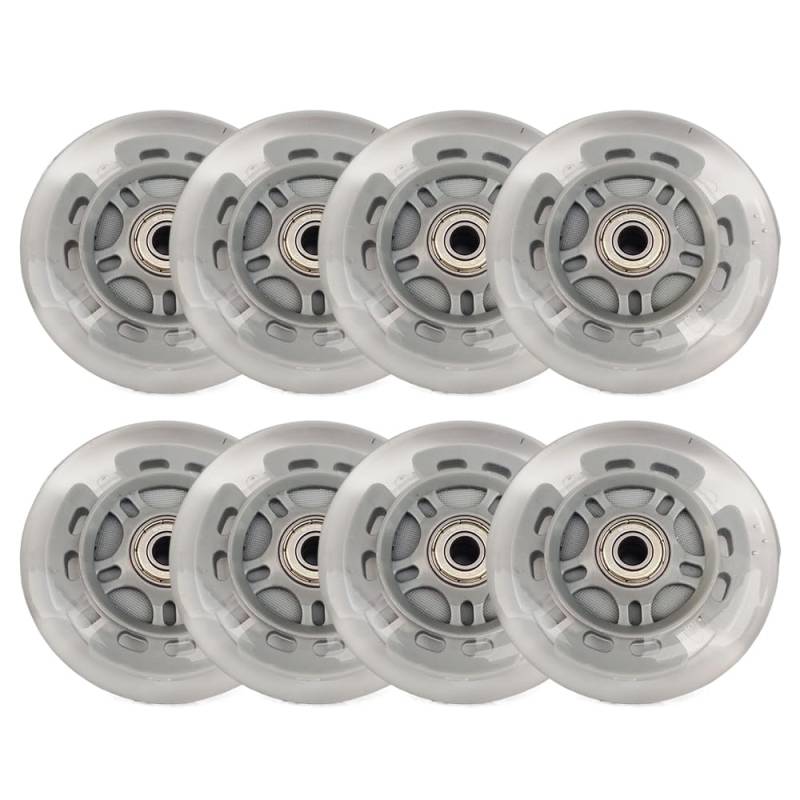 8 Stück Leuchtende LED Inline Skate Rollen Rollschuh Skating Räder Ersatzräder für Inlineskates für Indoor Outdoor 80 mm 100 mm 76 mm 72 mm 85A PU mit Lagern (grau 100 mm) von Generic