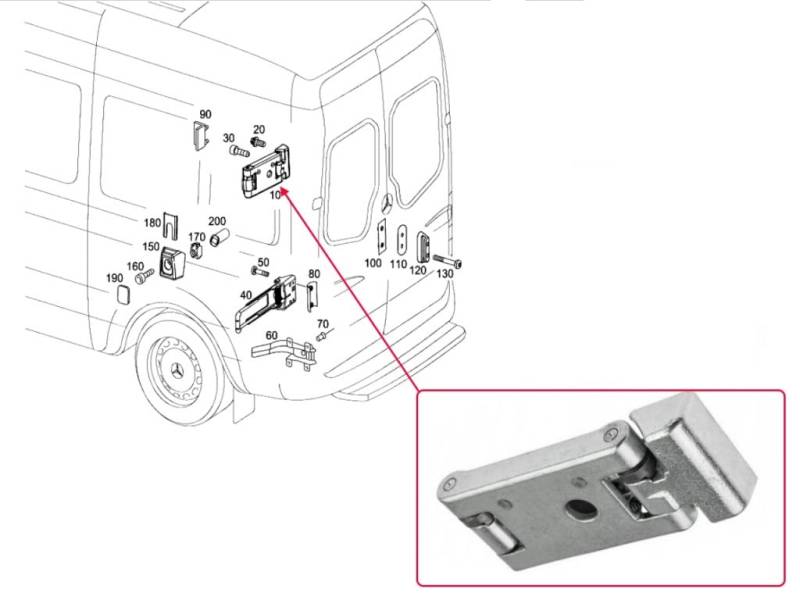 A9017400837 / 2D1827151A Heckklappenscharnier für Mercedes Sprinter W903 W901/W902W903/W904/W905 DDD von Generic