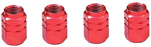 Aluminium Ventilkappen (4 Stück) für Fahrrad/Motorrad/Auto - Rote Ventilkappen Langlebig und modisch von Generic