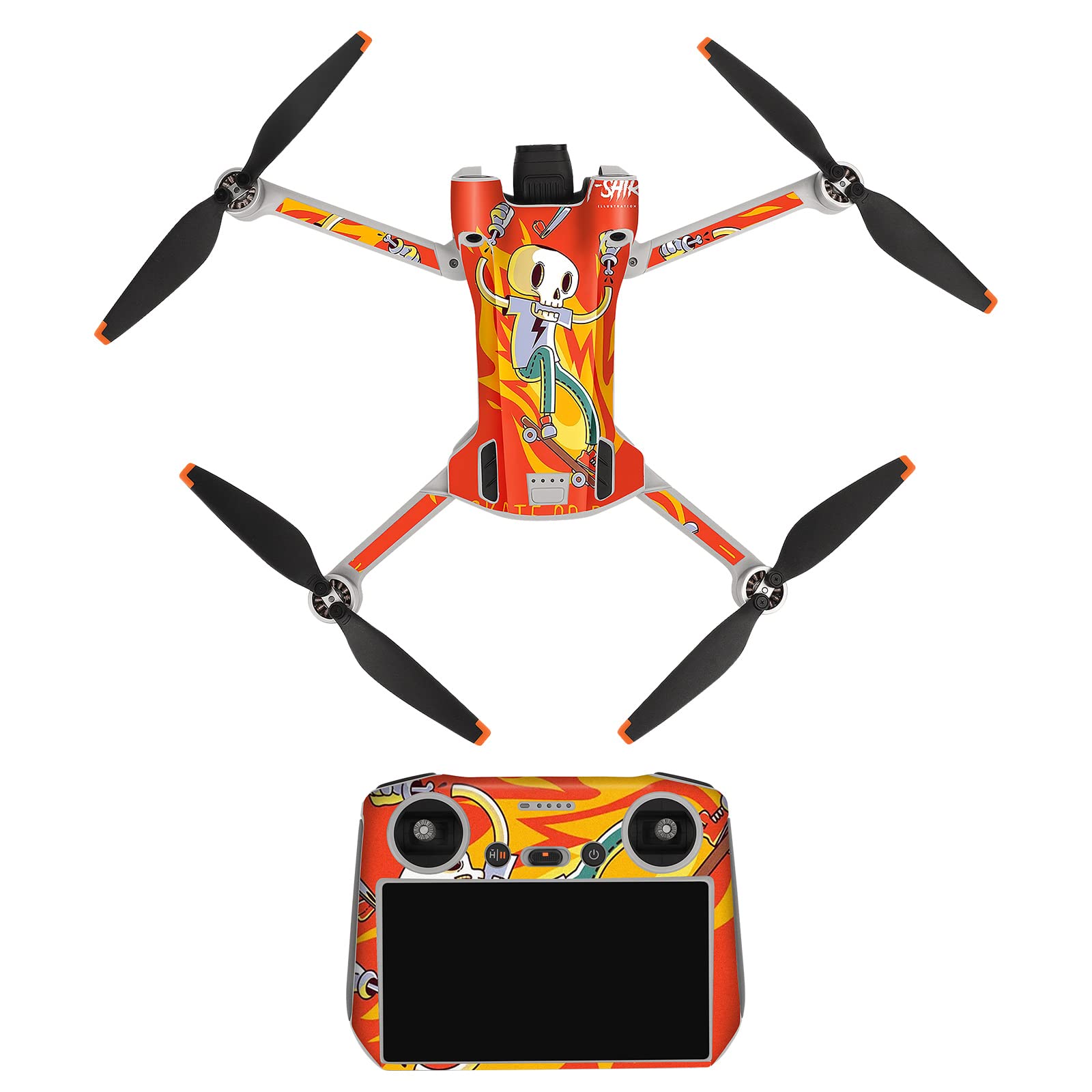 Aufkleber für DJI Mini 3 Pro, Drohnenzubehör,mit Hautschutzfolie für Fernbedienung und Körperarm (4- Maniac-Skateboard) von Generic