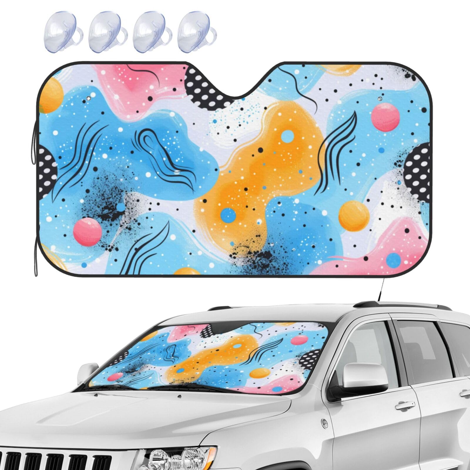 Auto Frontscheibe Moderne Kunst Blau Auto Sonnenschutz Für Frontscheibe Mit Saugnäpfe Klappbarer Sonnenblende Für Windschutzscheibe, Für SUV, Truck, LKW, M Auto Frontscheibe Moderne Kunst Blau Auto Sonnenschutz Für Frontscheibe Mit Saugnäpfe Klappbarer Sonnenblende Für Windschutzscheibe, Für SUV, Truck, LKW, M von Generic