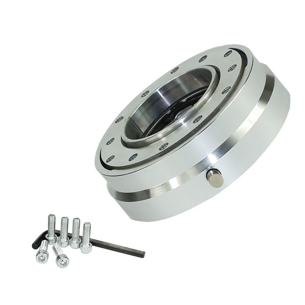 Auto Lenkradnabe,Steering Wheel Hub Adapter Dünne Version 6 Loch Lenkrad Quick Release Hub Adapter Snap Off Kit Sliver/Lila/Blau/Golden/Schwarz/Rot(Silver) von Generic