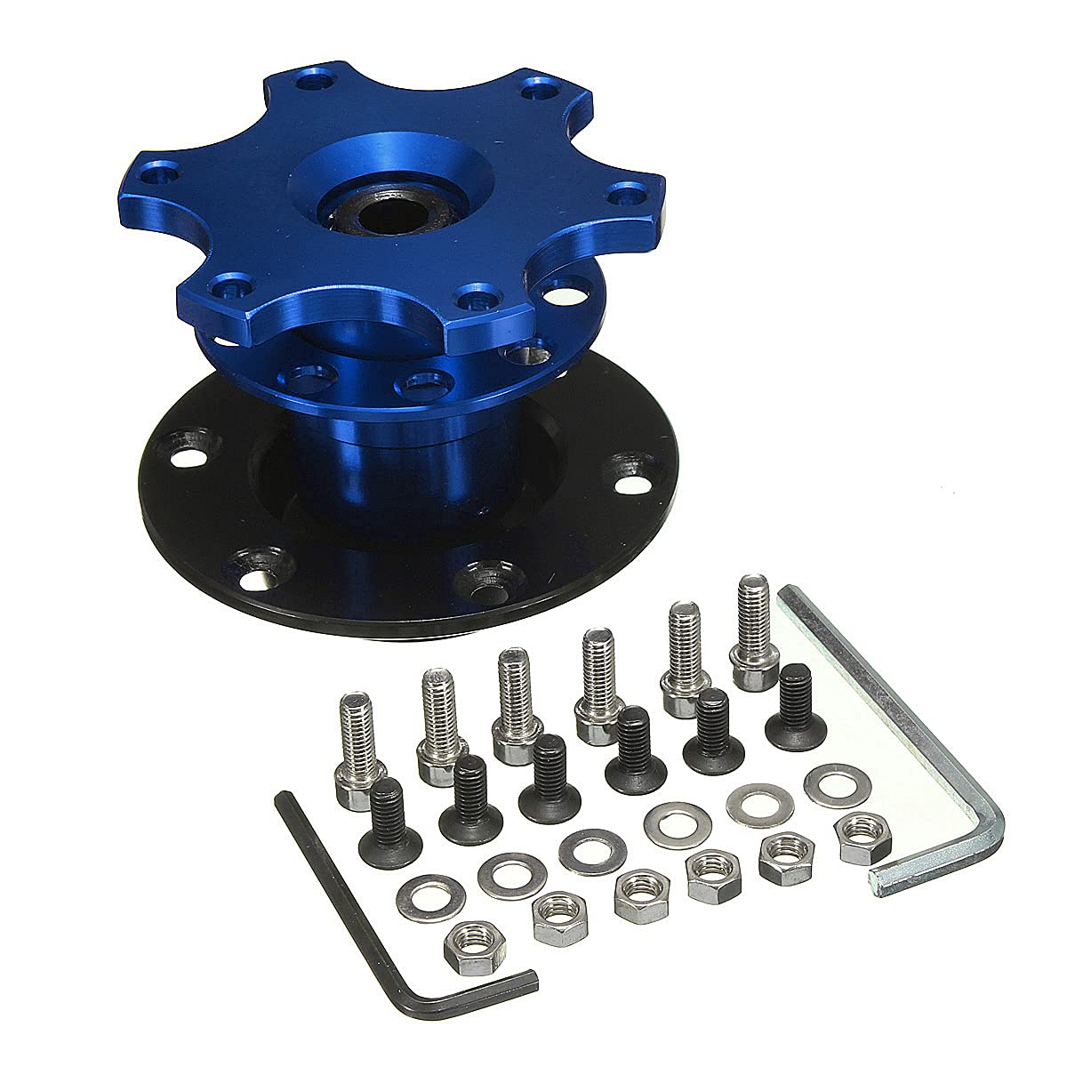 Auto Lenkradnabe,Steering Wheel Hub Adapter Universal Aluminium-Lenkrad Schnellspanner Hub-Boss-Kit-Radnabenadapter Passend für 6-Loch-Lenkradnabe(Blue) von Generic