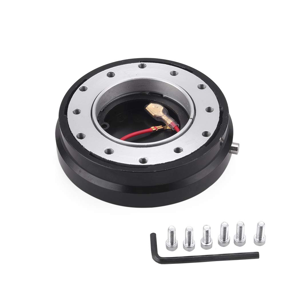 Auto Lenkradnabe,Steering Wheel Hub Adapter Universal Dünne Version 6 Loch Lenkrad Schnellverschluss Hub Adapter Snap Off Boss Kit(Black) von Generic