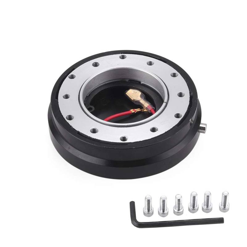 Auto Lenkradnabe,Steering Wheel Hub Adapter Universal Dünne Version 6 Loch Lenkrad Schnellverschluss Hub Adapter Snap Off Boss Kit(Black) von Generic
