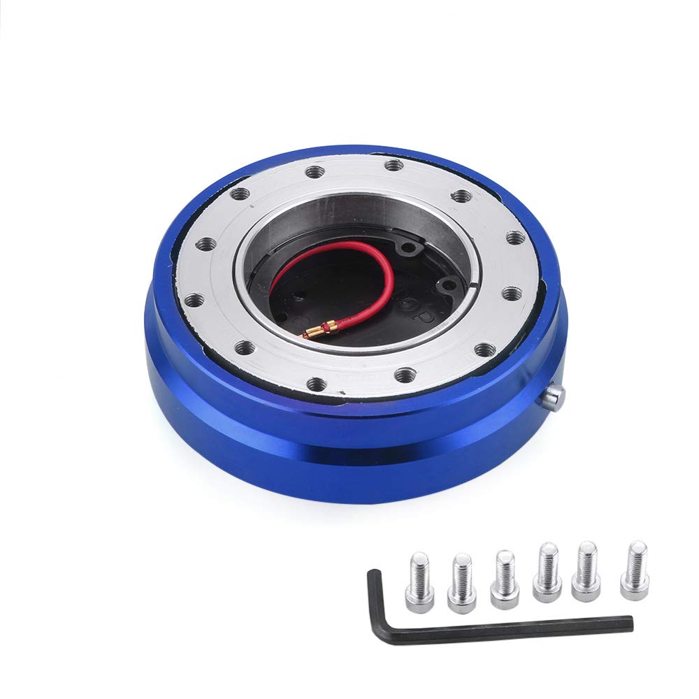 Auto Lenkradnabe,Steering Wheel Hub Adapter Universal Dünne Version 6 Loch Lenkrad Schnellverschluss Hub Adapter Snap Off Boss Kit(Blue) von Generic