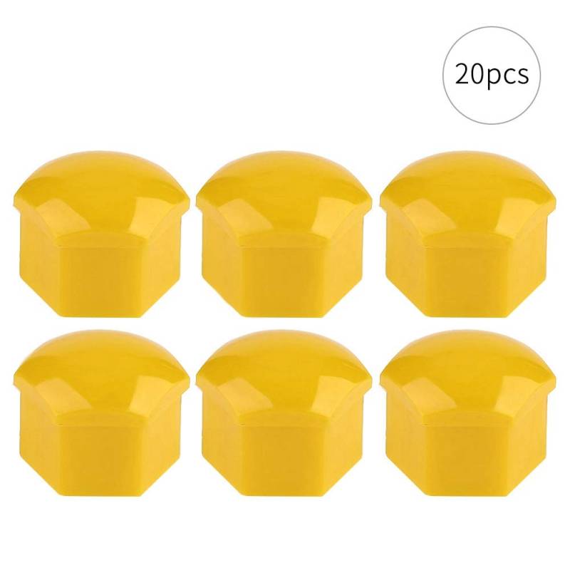 Auto-Radnaben-Schraubens Chutz 17mm Nuss Abdeckung, Anti-Diebstahl-Staub Kappen, Set von 20 (Gelb) von Generic