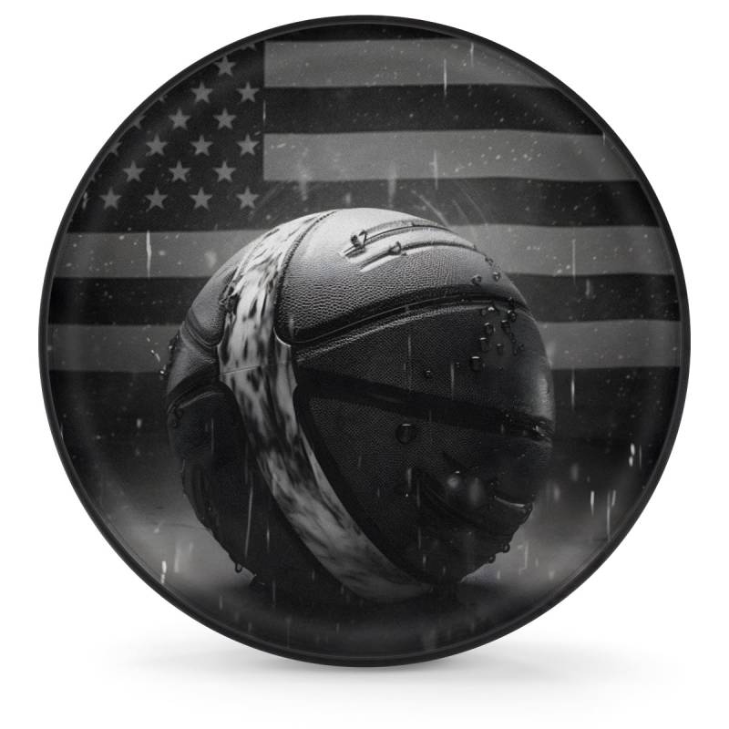 Auto Reifen, Vintage Basketball Druck Amerikanische Flagge Wasserdicht Reifentasche Staubdicht Ersatzradabdeckungen Für Fahrzeuge Truck SUV 15 inch von Generic