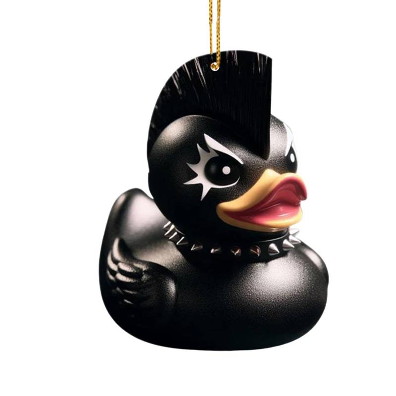 Auto-Rückspiegel-Anhänger – Auto-Rückspiegel-Dekoration, Punk Duck Auto-Rückspiegel-Anhänger, klare Druck-Innendekoration, für Schlüsselanhänger von Generic