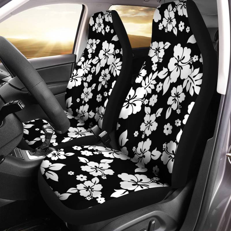 Auto Sitzbezüge Weißer Hibiskus-Druck Sitzbezug Wasserfester Autositzbezüge Verschleißfester Sitzbezüge Für Dekorieren Autos Fahrersitz von Generic