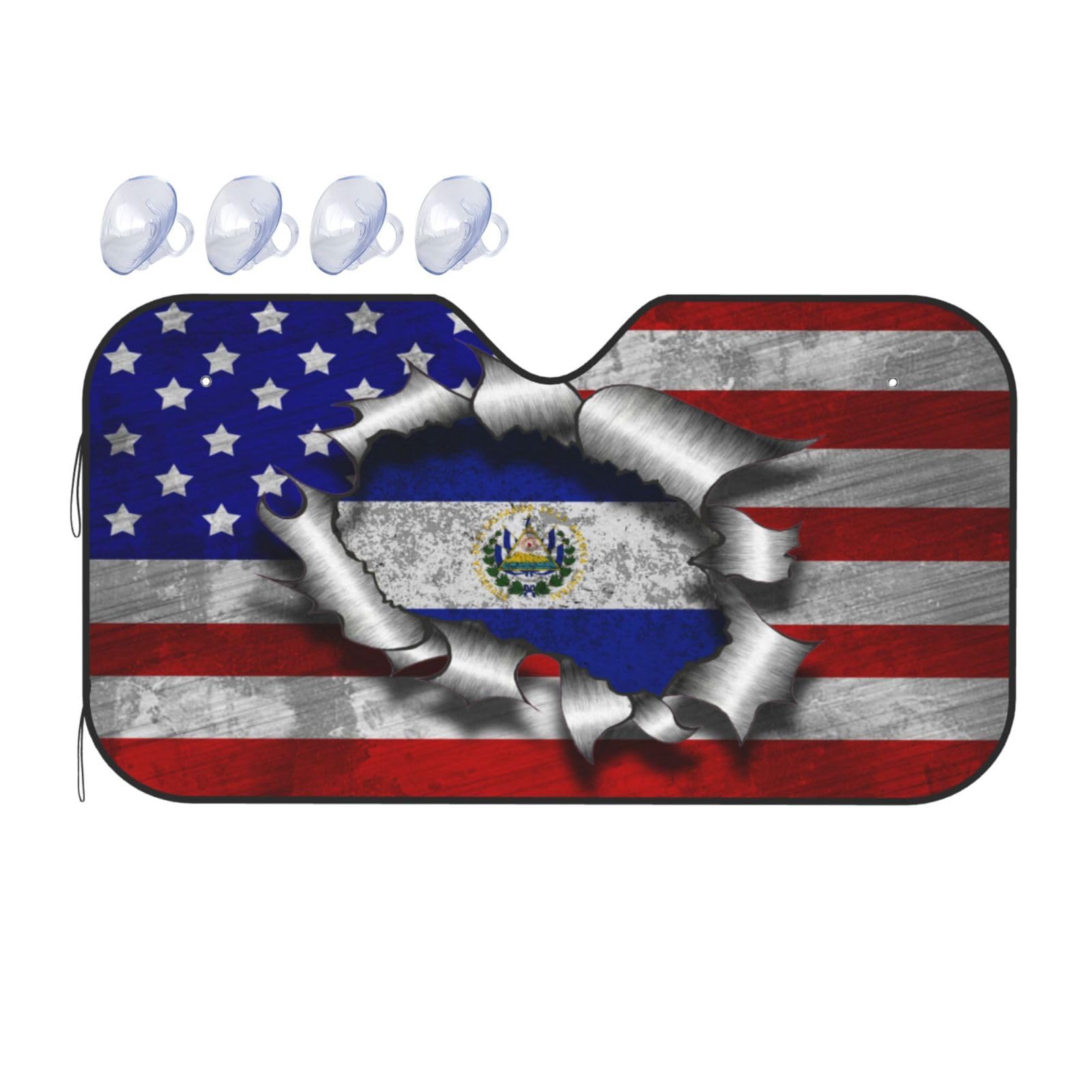 Auto Sonnenschutz Amerika EL Salvador Salvadorianer Auto Sonnenschutz Für Frontscheibe Schützt Innenraum Autoabdeckung, Für Hält Ihren SUV, Truck, LKW, Kühl, M von Generic