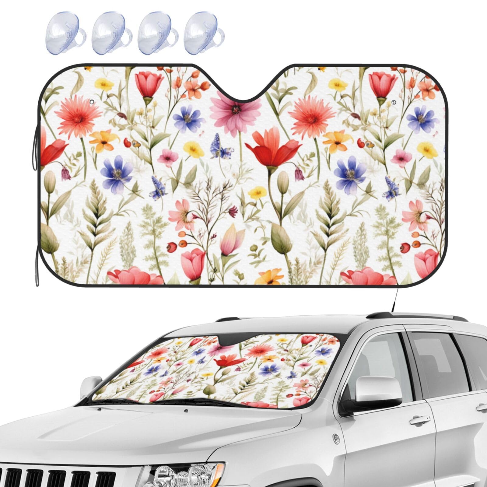Auto Sonnenschutz Blume Botanische Blume Blätter Auto Sonnenschutz Frontscheibe Klappbarer Mit Saugnäpfe Sonnenblende Für Windschutzscheibe, Für SUV, Truck, Car, S Auto Sonnenschutz Blume Botanische Blume Blätter Auto Sonnenschutz Frontscheibe Klappbarer Mit Saugnäpfe Sonnenblende Für Windschutzscheibe, Für SUV, Truck, Car, S von Generic