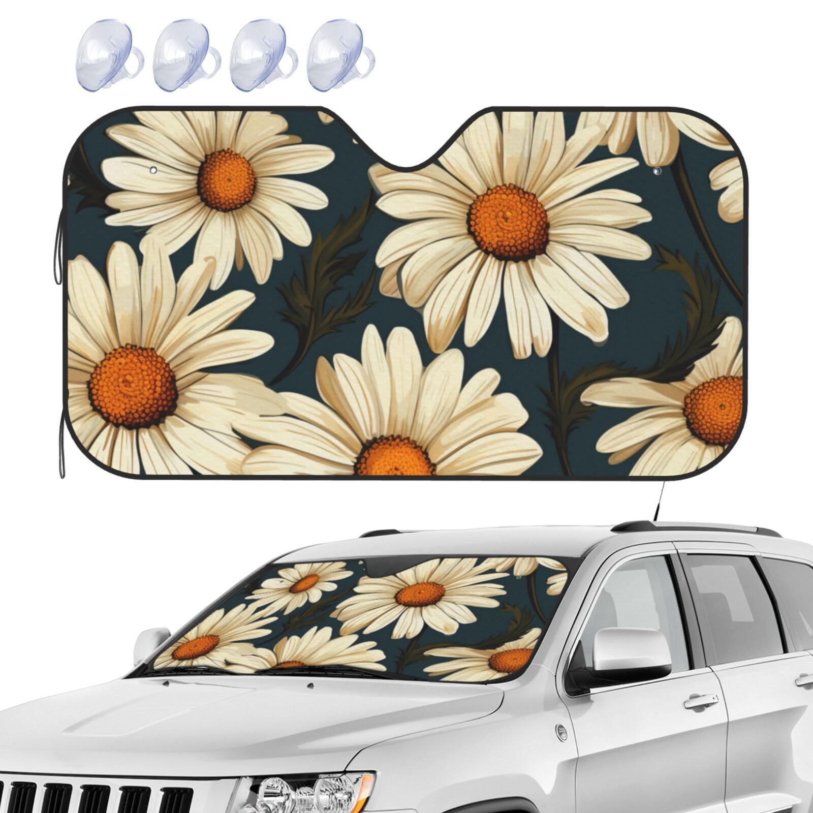 Auto Sonnenschutz Vintage Blume Auto Sonnenschutz Für Frontscheibe Universal Mit Saugnäpfe Windschutzscheibe Sonnenschirm, Für SUV, LKW, Car, S Auto Sonnenschutz Vintage Blume Auto Sonnenschutz Für Frontscheibe Universal Mit Saugnäpfe Windschutzscheibe Sonnenschirm, Für SUV, LKW, Car, S von Generic