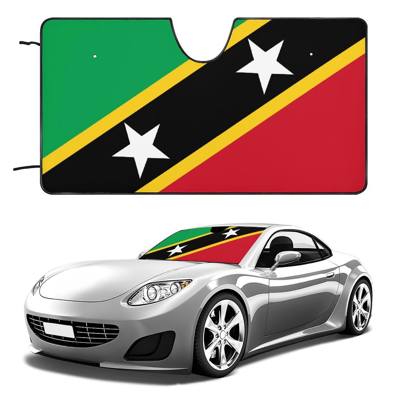 Auto-Sonnenschutz für die Windschutzscheibe,Muster mit der Flagge von St.Kitts,Zwei Größen-Oxford-Stoff+Schaumstoff+Aluminiumfolie mit verstärkten Kanten,Starke Saugnäpfe halten den Innenraum kühl Auto-Sonnenschutz für die Windschutzscheibe,Muster mit der Flagge von St.Kitts,Zwei Größen-Oxford-Stoff+Schaumstoff+Aluminiumfolie mit verstärkten Kanten,Starke Saugnäpfe halten den Innenraum kühl von Generic