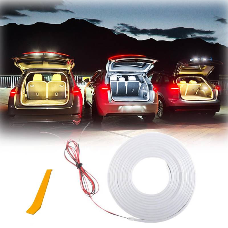 Automatischer Sensor Tail Box Light Strip, Dynamic Flowing Car Trunk Light Strip Kofferraum, Dynamisch FließEnder Kofferraum-Lichtstreifen, Universal Waterproof Car LED Strip Lights (Warm, 13.2ft) von Generic