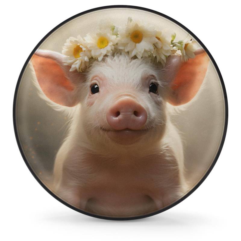 Autoreifen, Süßes Schwein Gänseblümchen Blume Universal Ersatzradabdeckungen Staubdicht Auto Reifen Taschen Für Auto SUV Fahrzeuge 16 inch von Generic