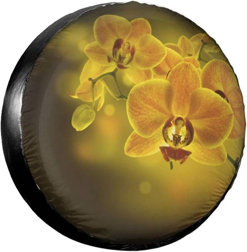 Autoreifen Schöne Orchideenblüte Reifenschutzhülle Waschbar Ersatzradabdeckungen Premium Reifenabdeckung Für SUV Auto Fahrzeuge ， 14 15 16 17 Zoll,Autoradzubehör Reifenabdeckung von Generic