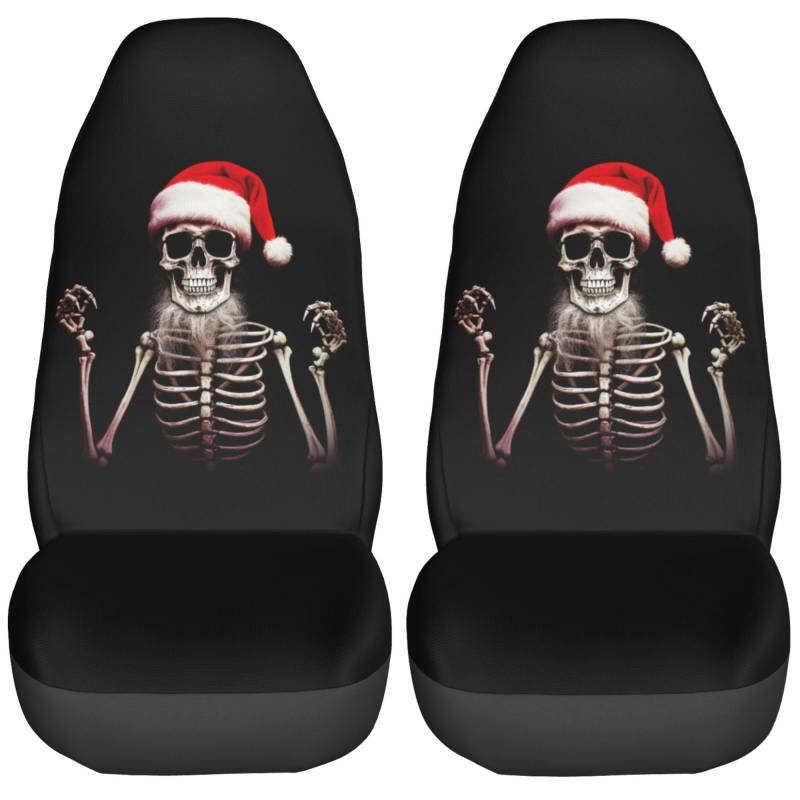 Autos,SUVs Autositzbezüge Lustige Weihnachtsmütze Totenkopf Skelett Wasserdicht Sitzbezug Matte für Daily Commute,Wohnmobil-Besitzer,Haustierbesitzer von Generic