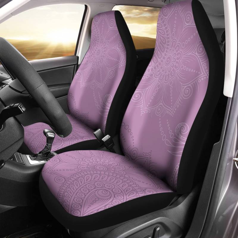 Autositzbezüge Rosa Mandala-Blumen-Druck Auto Sitzbezüge Wasserdicht Sitzbezug Wasserfester Sitzschoner Für Haustier Vordersitze Autositze von Generic
