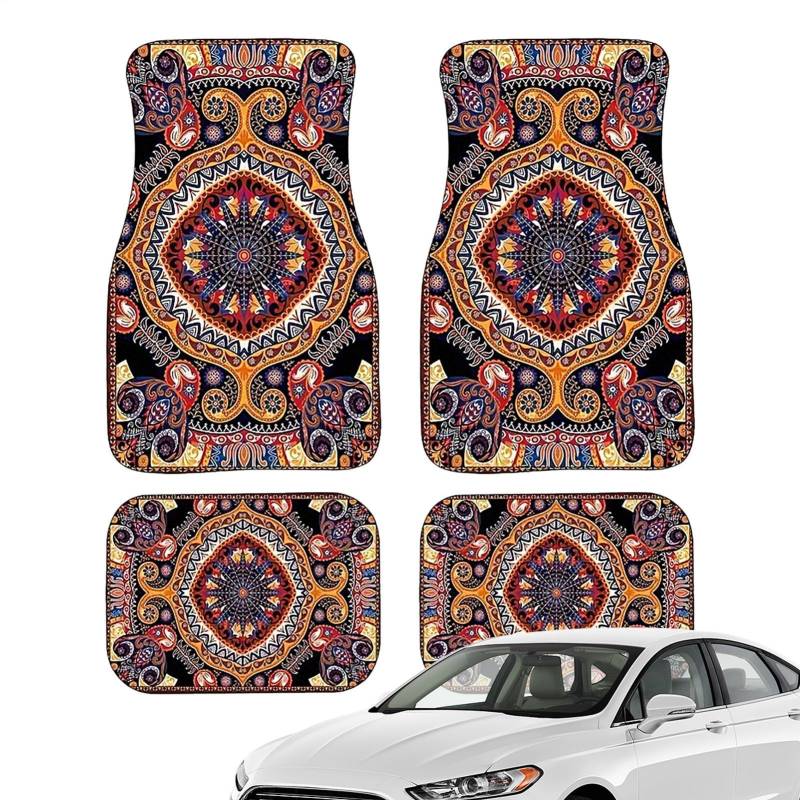 Autoteppiche - Autoteppiche rutschfest | 4 Stück Fußmatten hinten vorne 'Auto 4 Stück | 600g Auto Boho, Autozubehör für LKW Boho, Retro Design, Au von Generic