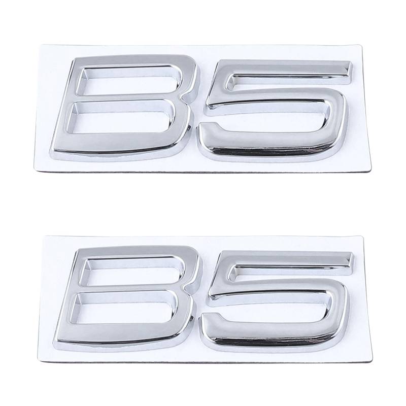 B5 Embleme Auto Aufkleber Logo für B5 Auto Buchstaben Dekoration vorne, hinten Kofferraum Lenkrad Außen Zubehör (Silber) von Generic