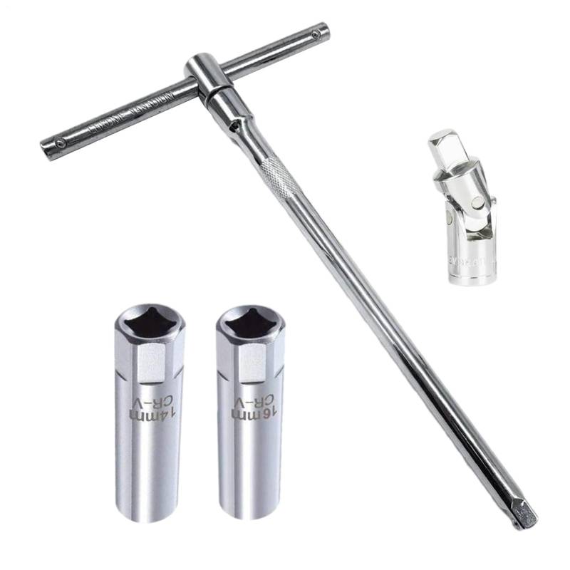 BUSSOLE Set für Kerzen - 14 mm Bleichmittel zum Bleichen, dünne Wandschläge | 12 -Point -Kerzenhalte mit Drehantrieb, 4 -Stückkerzen -Socket -Extraktor, English Key C. von Generic