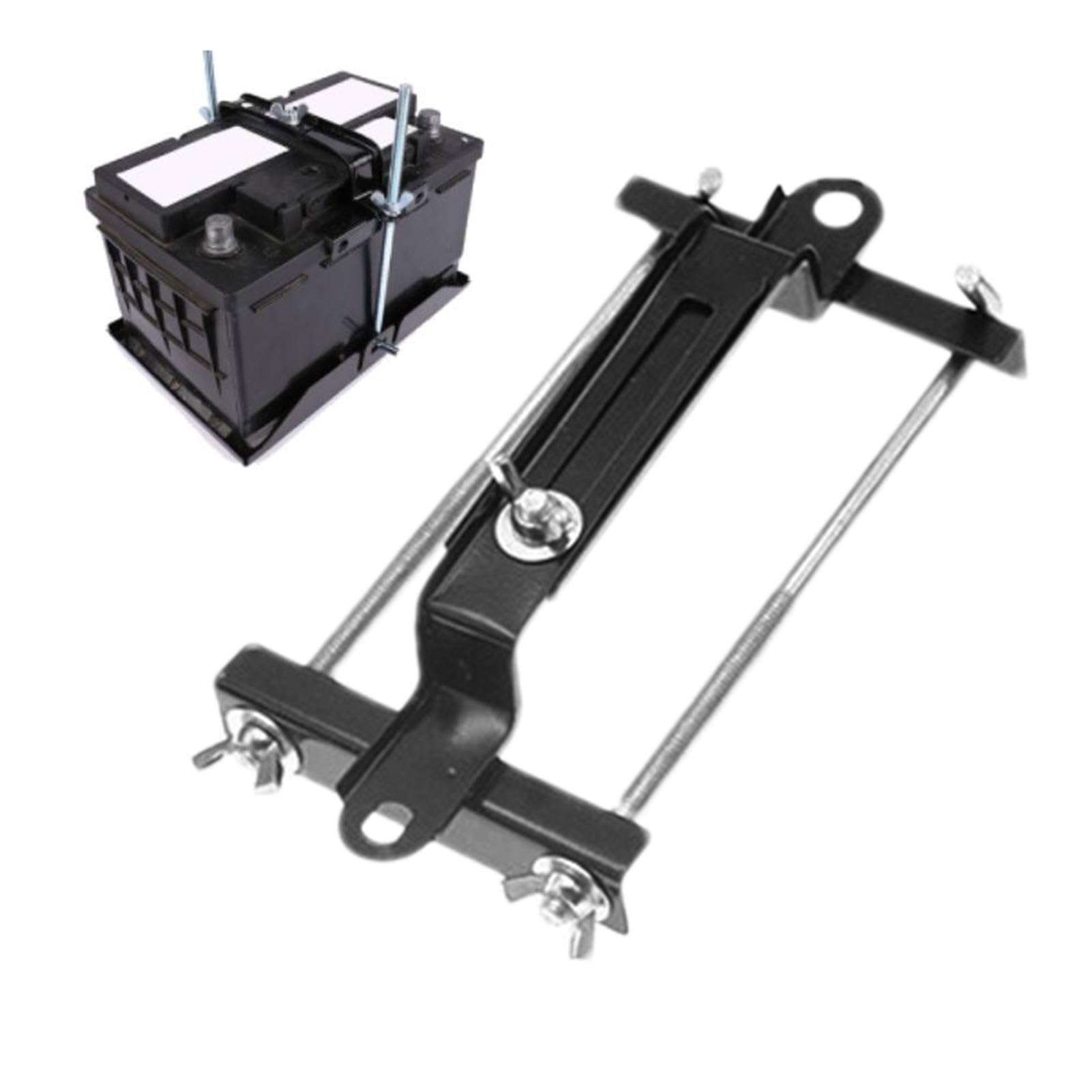Batteriehalterungshalter, Autobatterie Zurrhalter | KFZ Batterie Querstäbe Halterung verstellbar | Platzsparende Bauweise, inkl. Bolzen, Const von Generic