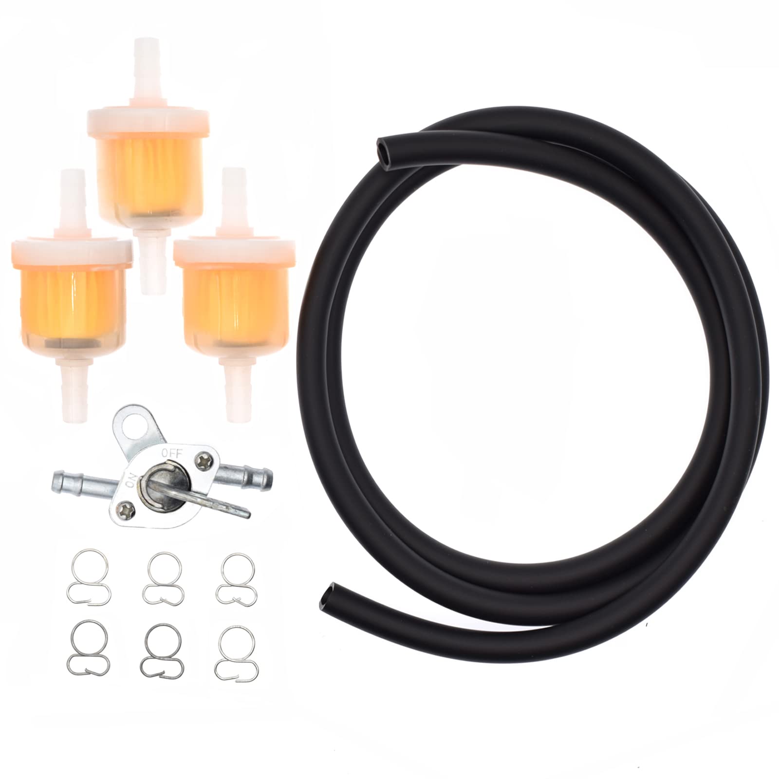 Royitay Benzin 6mm Ø Kraftstofffilter Kit Kraftstoffleitung Benzinschalter des Benzinhahns Schlauchleitung für 50cc 70cc 90cc 110cc 125cc 150cc für Gas Generator Motor Ersatz Teil von Generic