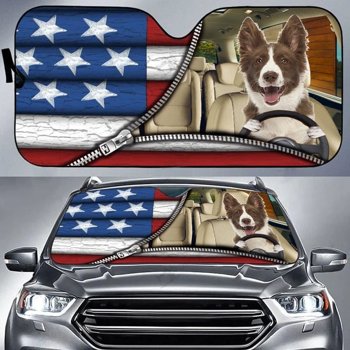 Border Collie Hund, Border Collie Hundeführer Usa 4. Juli Sonnenschutz Auto Frontscheibe Uv-Schutz Auto Windschutzscheibe Sonnenschutz Universal Für Wagen Lastwagen Sommer Border Collie Hund, Border Collie Hundeführer Usa 4. Juli Sonnenschutz Auto Frontscheibe Uv-Schutz Auto Windschutzscheibe Sonnenschutz Universal Für Wagen Lastwagen Sommer von Generic
