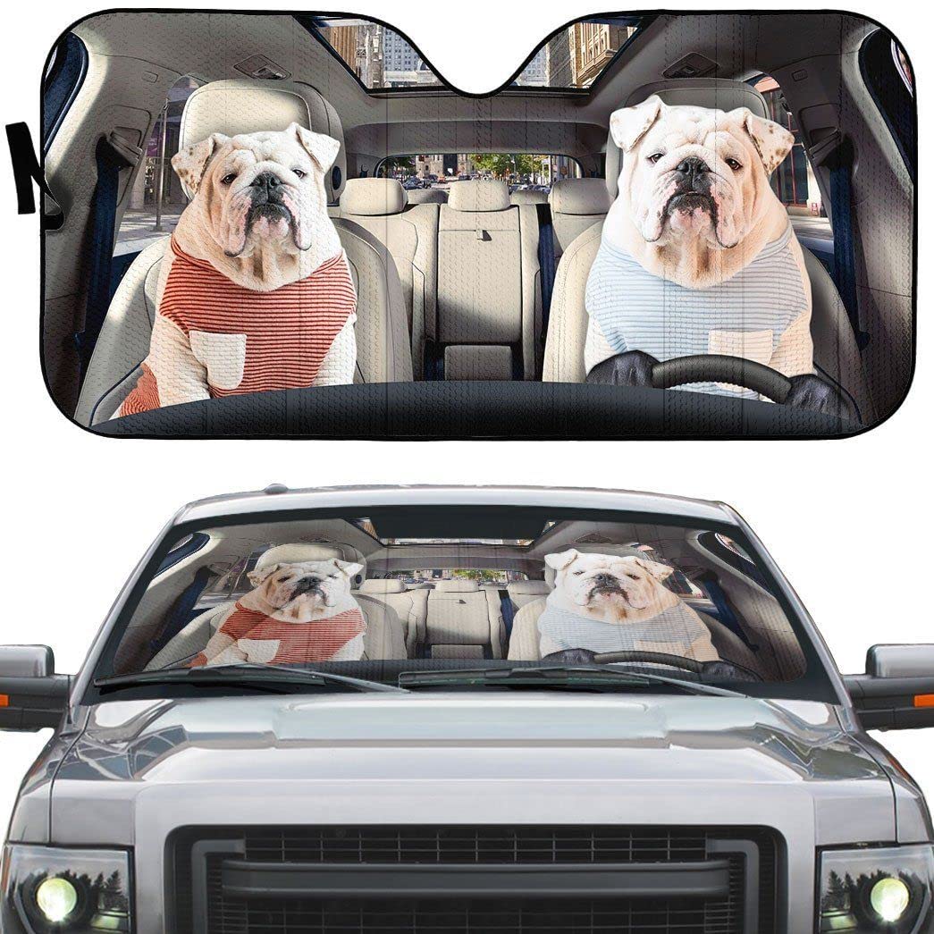 Bulldogge Süße Tiere In Kleidung Stadtsicht Fahren Sonnenschutz Auto Frontscheibe Uv-Schutz Auto Windschutzscheibe Sonnenblende Universal Für Sommer Wagen Lastwagen Bulldogge Süße Tiere In Kleidung Stadtsicht Fahren Sonnenschutz Auto Frontscheibe Uv-Schutz Auto Windschutzscheibe Sonnenblende Universal Für Sommer Wagen Lastwagen von Generic