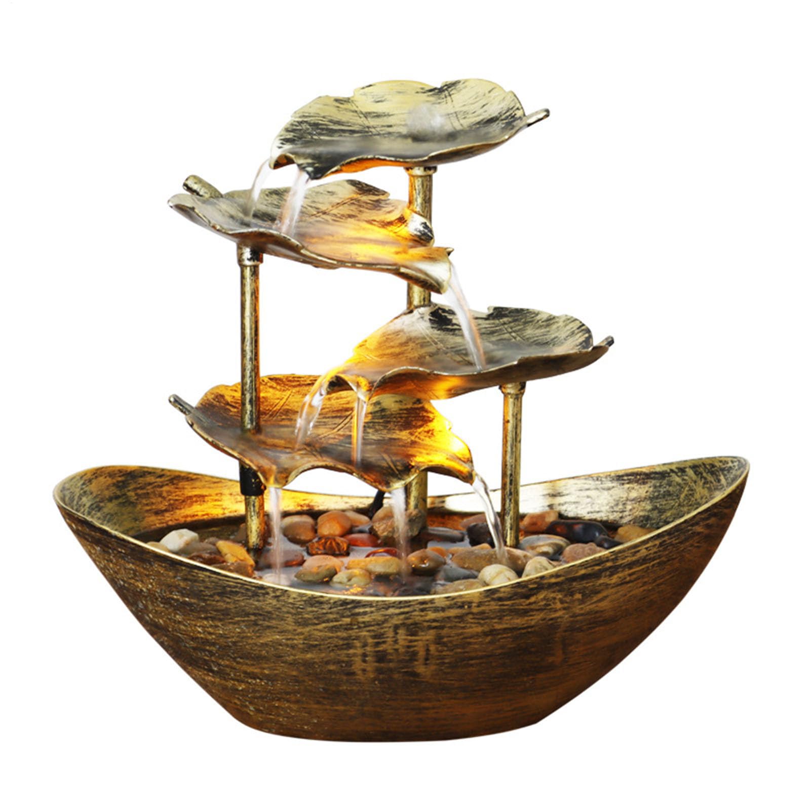 Desktop -Wasserspiel - Raumdekor, Meditationsakzent | Cascading Blätter Skulptur Mit Beleuchtetem Wasserfluss, Elektrischer USB Wasser Sanft Von Oben In Die Untere Schüssel Gleitet, Kommt Es Zu Desktop -Wasserspiel - Raumdekor, Meditationsakzent | Cascading Blätter Skulptur Mit Beleuchtetem Wasserfluss, Elektrischer USB Wasser Sanft Von Oben In Die Untere Schüssel Gleitet, Kommt Es Zu von Generic