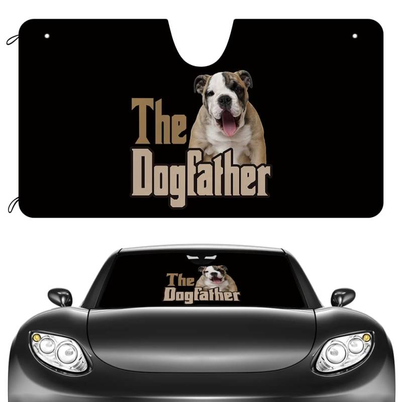 Dogfather Lustiger Englischer Bulldoggenwelpe Sonnenschutz Auto Frontscheibe Hitzeschutz Auto Windschutzscheibe Sonnenblende Uv-Schutz Auto Windschutzscheibe Sonnenschutz Universal S von Generic