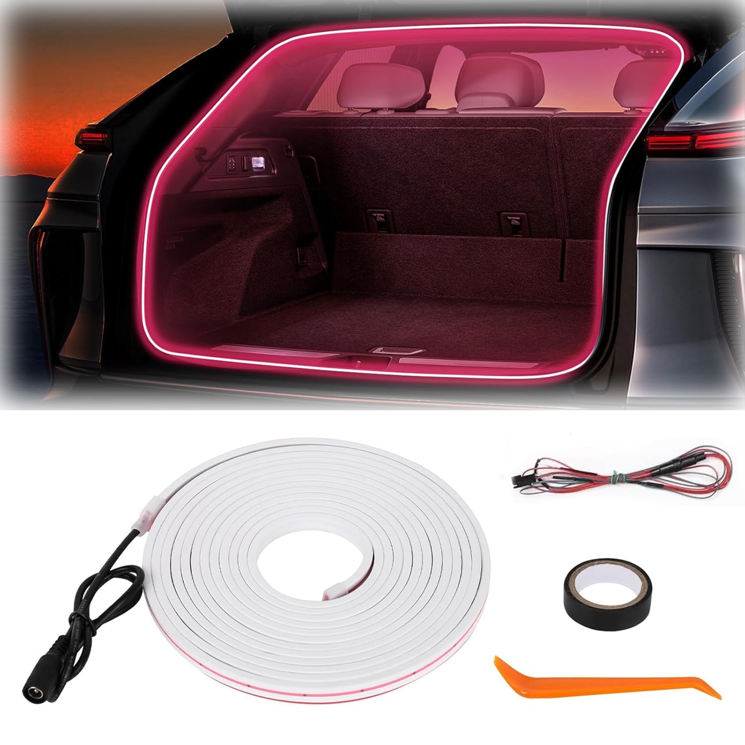 Dynamic Flowing Car Trunk Light Strip, Automatic Sensor Tail Box Light Strip, Trunk Cargo Ambient Lighting, LED Strip Lights for Car Trunk Cargo Area (Purple-Constant Light, 4m) von Generic