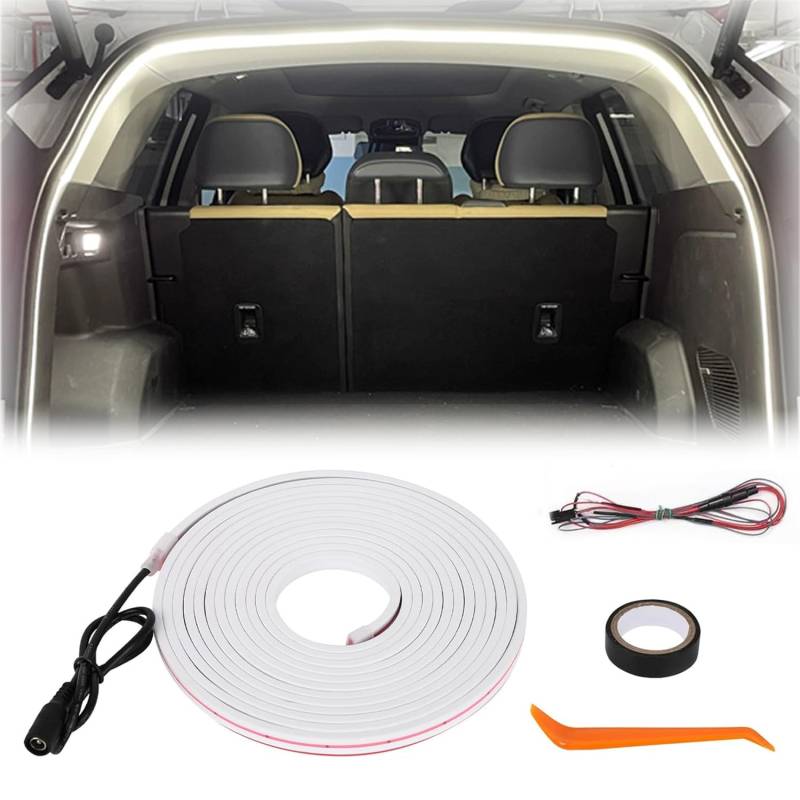 Dynamic Flowing Car Trunk Light Strip, Automatic Sensor Tail Box Light Strip, Trunk Cargo Ambient Lighting, LED Strip Lights for Car Trunk Cargo Area (White-Constant Light, 2m) von Generic