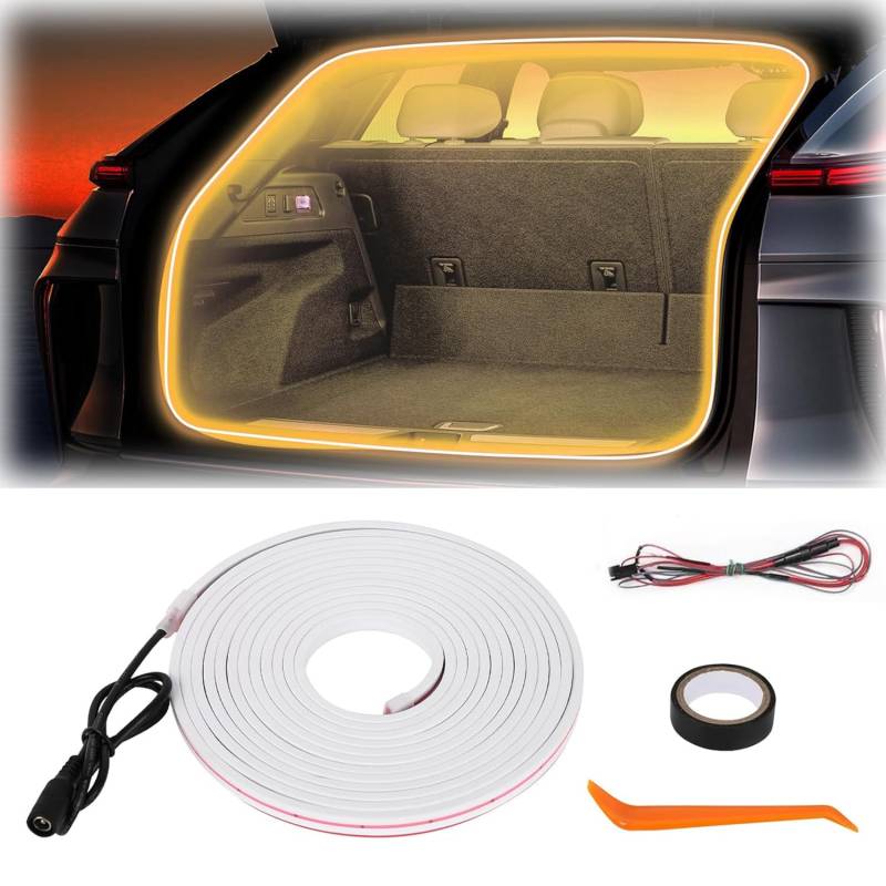 Dynamic Flowing Car Trunk Light Strip, Automatic Sensor Tail Box Light Strip, Trunk Cargo Ambient Lighting, LED Strip Lights for Car Trunk Cargo Area (Yellow-Constant Light, 2m) von Generic