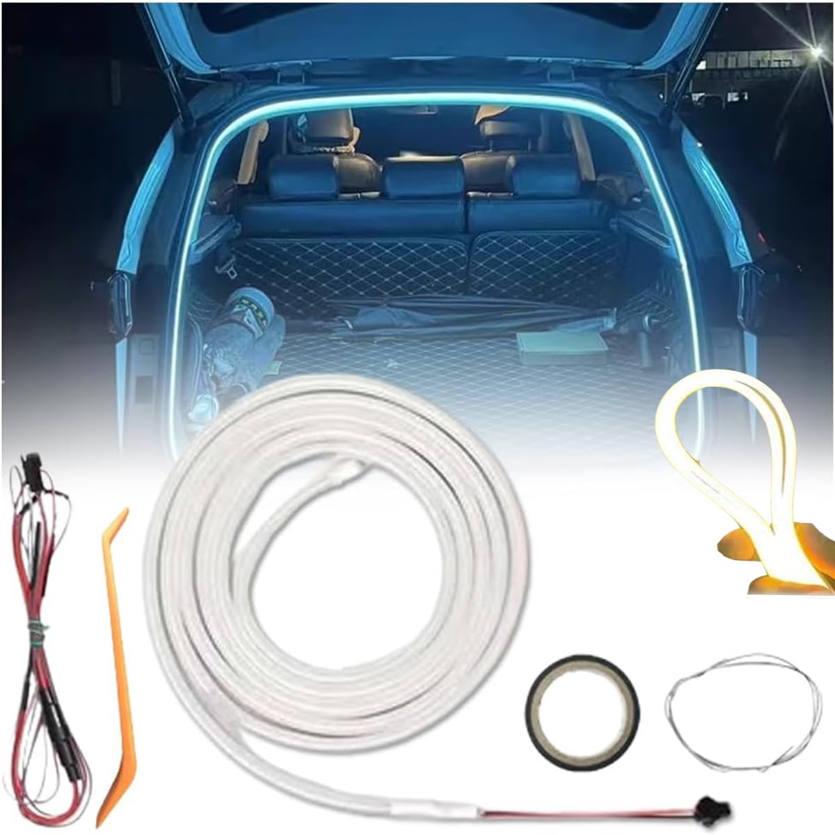 Dynamic Flowing Car Trunk Light Strip,Kofferraum Lichtleiste,Automatic Sensor Tail Box Light Strip,Universal Waterproof LED Light Strip for Car Boot Interior Lighting Decoration (Blue, 2m/78in) von Generic