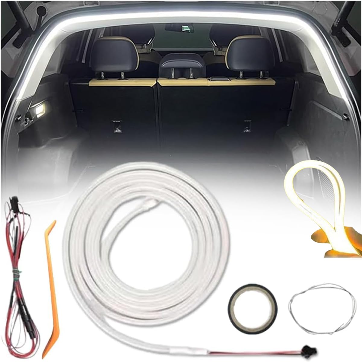 Dynamic Flowing Car Trunk Light Strip,Kofferraum Lichtleiste,Automatic Sensor Tail Box Light Strip,Universal Waterproof LED Light Strip for Car Boot Interior Lighting Decoration (Cool White, 4m/157in) von Generic