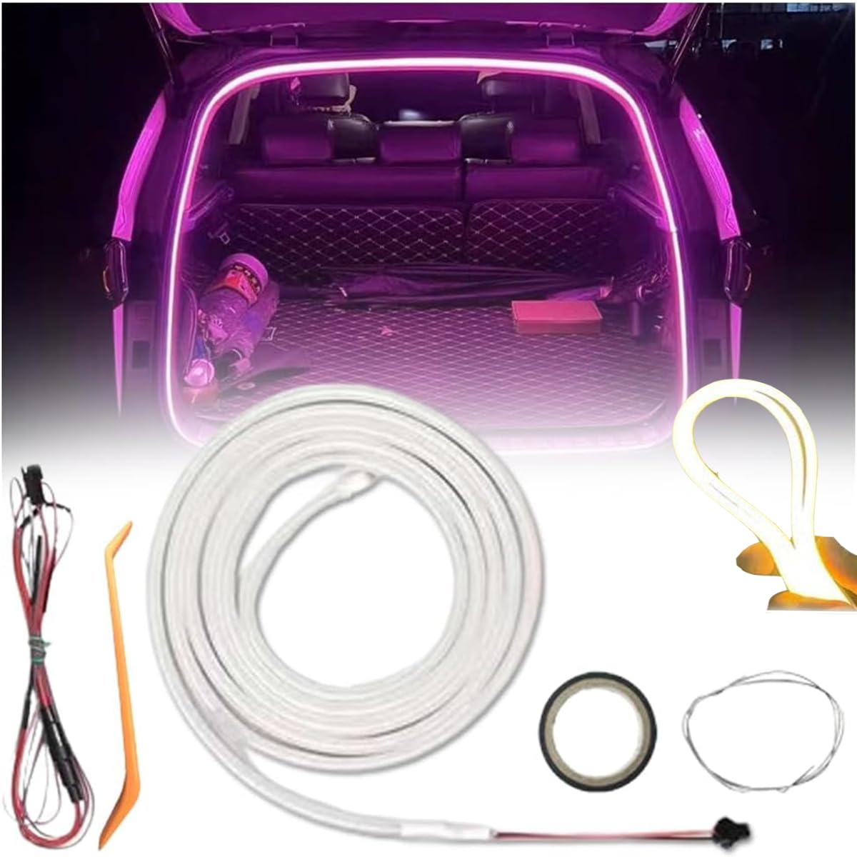 Dynamic Flowing Car Trunk Light Strip,Kofferraum Lichtleiste,Automatic Sensor Tail Box Light Strip,Universal Waterproof LED Light Strip for Car Boot Interior Lighting Decoration (Purple, 2m/78in) von Generic