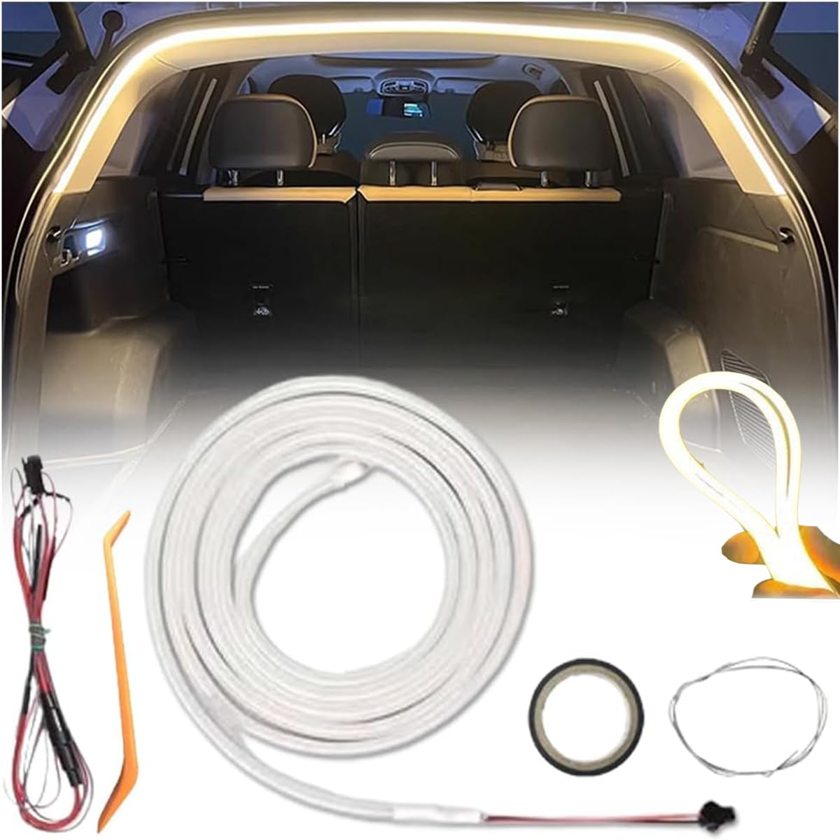 Dynamic Flowing Car Trunk Light Strip,Kofferraum Lichtleiste,Automatic Sensor Tail Box Light Strip,Universal Waterproof LED Light Strip for Car Boot Interior Lighting Decoration (Warm White, 4m/157in) Dynamic Flowing Car Trunk Light Strip,Kofferraum Lichtleiste,Automatic Sensor Tail Box Light Strip,Universal Waterproof LED Light Strip for Car Boot Interior Lighting Decoration (Warm White, 4m/157in) von Generic